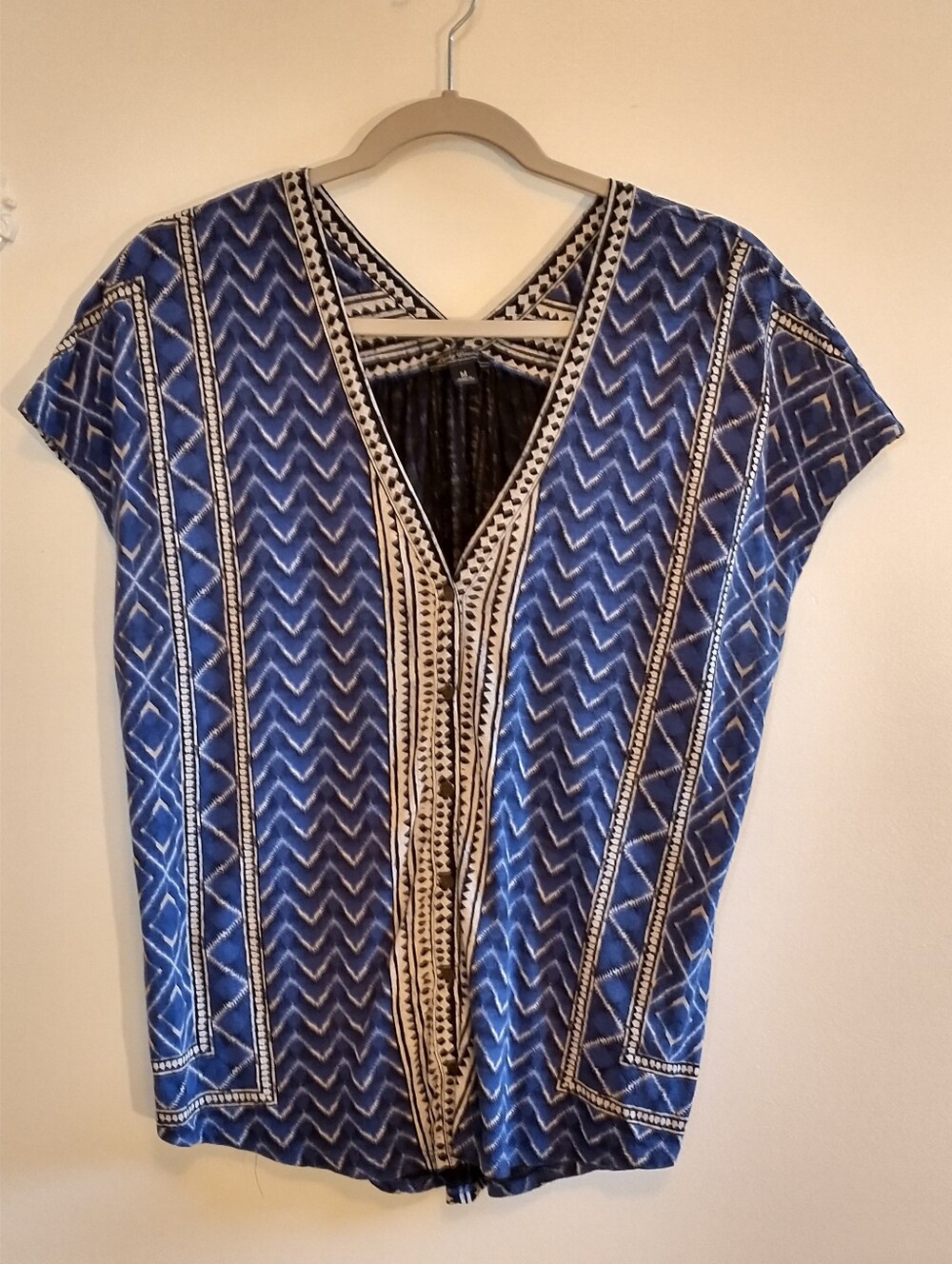 Lucky Brand Batik Boho Dolman Slv V-Neck Tunic Top M